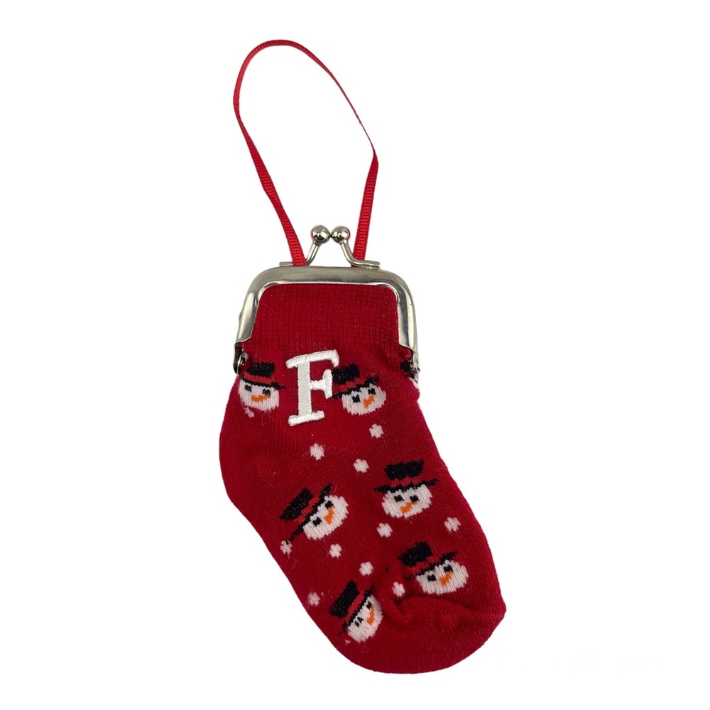 Ganz Sock Coin Purse Christmas Ornament Letter F